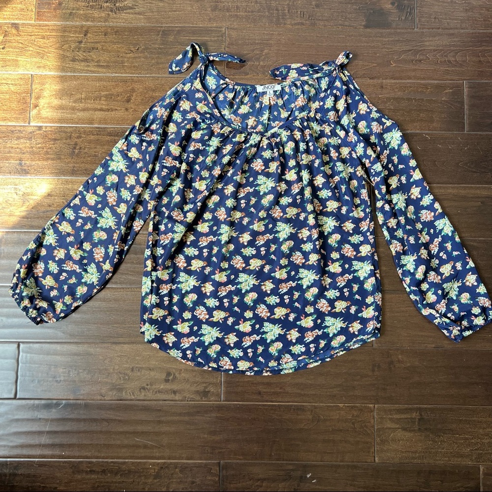 JNCO Floral Cold Shoulder Long Sleeve Top • size Large
